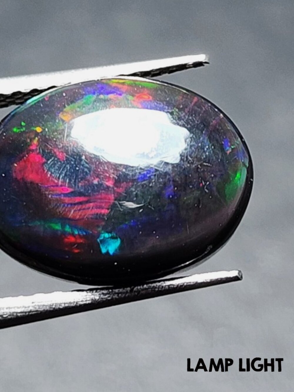 2.20Ct Ethiopian Welo Black Opal AAA+ Oval Cabochon Rainbow Fire Loose Gemstone